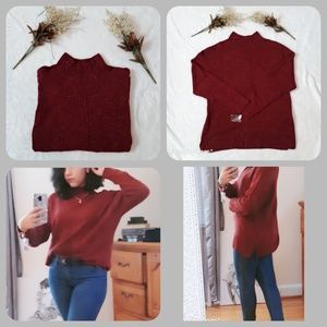 Karen Scott burgundy mock neck sweater